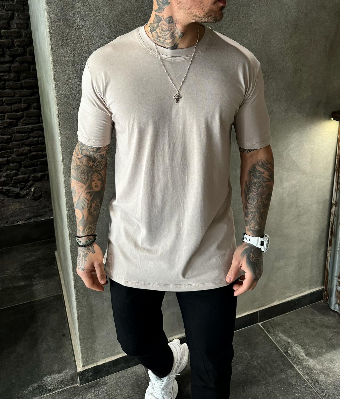 IMG-20240315-WA0003 Ανδρικό Κοντομάνικο Τ-shirt Modal - Μπεζ - Image 1