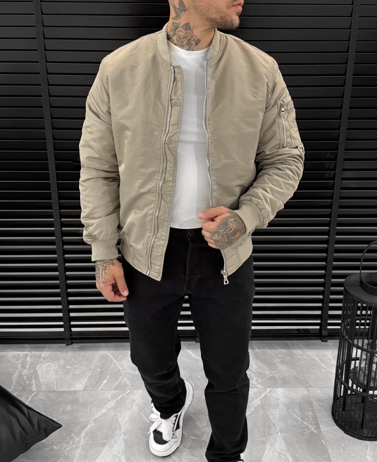 Bomber Jacket - Beige Grey