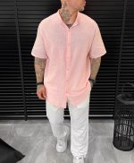 Mao Linen Shirt - Pink