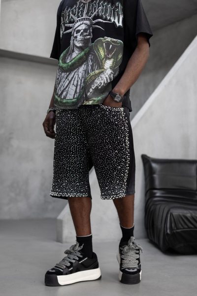 Shorts With Stras - Black