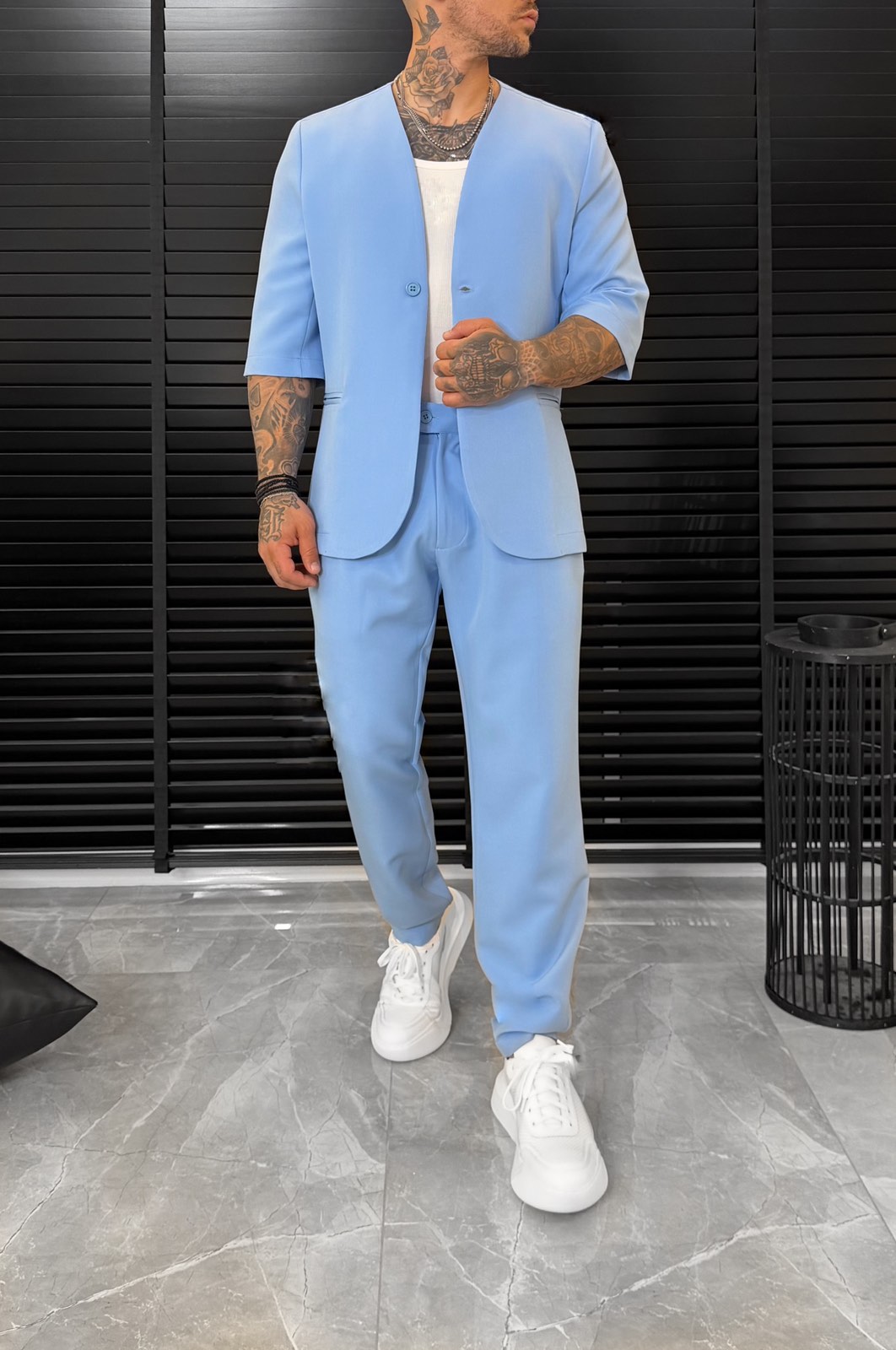 blue kontomaniko xoris laimo Monaco Set - Light Blue - Image 1
